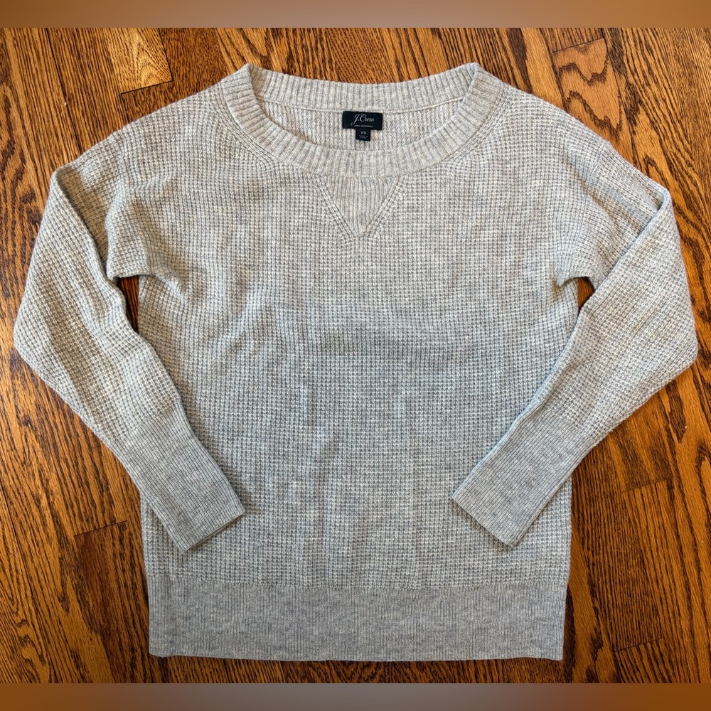 J. Crew Heathered Light Gray Crewneck Sweater